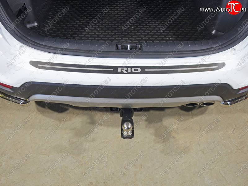 2 599 р. Накладка на задний бампер, ТСС Тюнинг  KIA Rio  X-line (2017-2021) (лист шлифованный надпись RIO)  с доставкой в г. Пермь