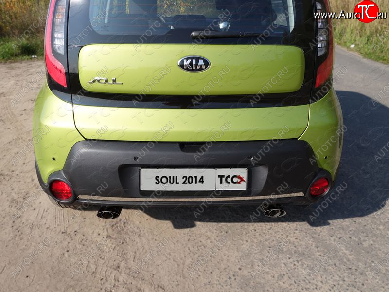 999 р. Накладка на задний бампер, ТСС Тюнинг  KIA Soul  PS (2014-2016) дорестайлинг (лист шлифованный)  с доставкой в г. Пермь
