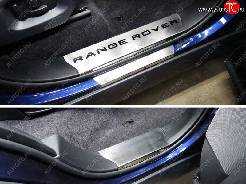 9 999 р. Накладки на пластиковые пороги, ТСС Тюнинг  Land Rover Range Rover Sport  2 L494 (2013-2017) дорестайлинг (лист шлифованный надпись Range Rover)  с доставкой в г. Пермь