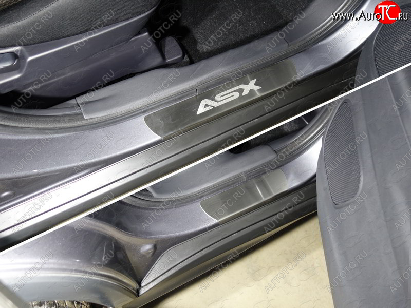 3 399 р. Накладки на пороги, ТСС Тюнинг  Mitsubishi ASX (2017-2020) 2-ой рестайлинг (лист шлифованный надпись ASX)  с доставкой в г. Пермь