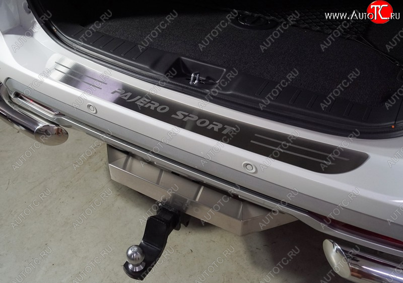4 299 р. Накладка на задний бампер, ТСС Тюнинг  Mitsubishi Pajero Sport  QF (2019-2022) рестайлинг (лист шлифованный надпись Pajero Sport)  с доставкой в г. Пермь
