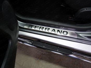 Накладки на пороги ТСС Тюнинг Nissan Terrano D10 дорестайлинг (2013-2016) (лист шлифованный надпись TERRANO)