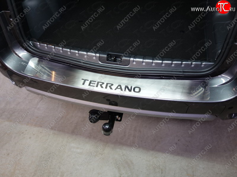 3 999 р. Накладка на задний бампер, ТСС Тюнинг  Nissan Terrano  D10 (2013-2016) дорестайлинг (лист шлифованный надпись TERRANO)  с доставкой в г. Пермь