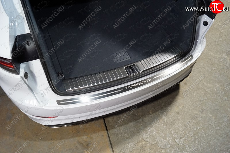 7 349 р. Накладка на задний бампер, ТСС Тюнинг  Porsche Cayenne  PO536 (2018-2025) ( лист шлифованный надпись Porsche)  с доставкой в г. Пермь