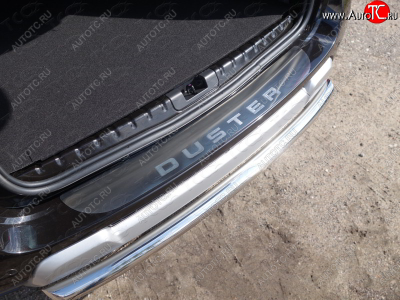 3 999 р. Накладка на задний бампер, ТСС Тюнинг  Renault Duster  HS (2015-2021) рестайлинг (лист шлифованный надпись Duster)  с доставкой в г. Пермь