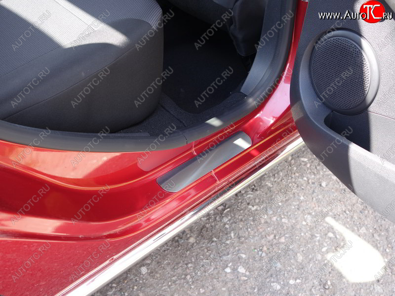 3 999 р. Накладки на пороги, ТСС Тюнинг  Renault Sandero Stepway  (B8) (2018-2022) рестайлинг (лист шлифованный)  с доставкой в г. Пермь
