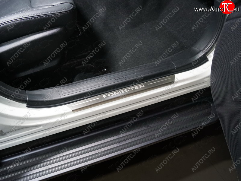 2 999 р. Накладки на пороги, ТСС Тюнинг  Subaru Forester  SK/S14 (2018-2021) дорестайлинг (лист шлифованный надпись Forester)  с доставкой в г. Пермь