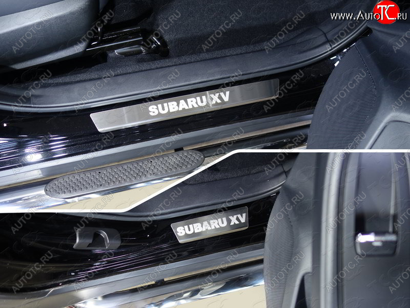 3 999 р. Накладки на пороги, ТСС Тюнинг  Subaru XV  GP/G33 (2012-2016) дорестайлинг (лист шлифованный надпись Subaru XV)  с доставкой в г. Пермь