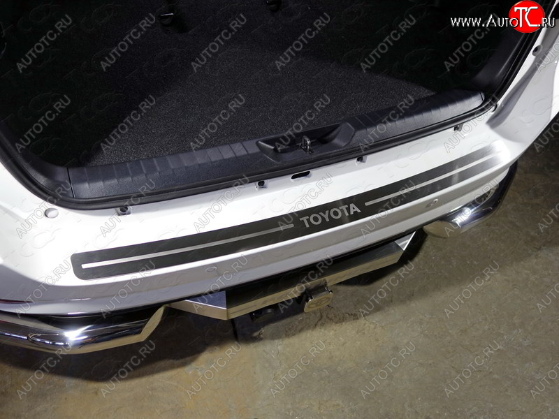 3 999 р. Накладка на задний бампер, ТСС Тюнинг  Toyota Fortuner  AN160 (2015-2020) дорестайлинг (лист шлифованный надпись Toyota)  с доставкой в г. Пермь