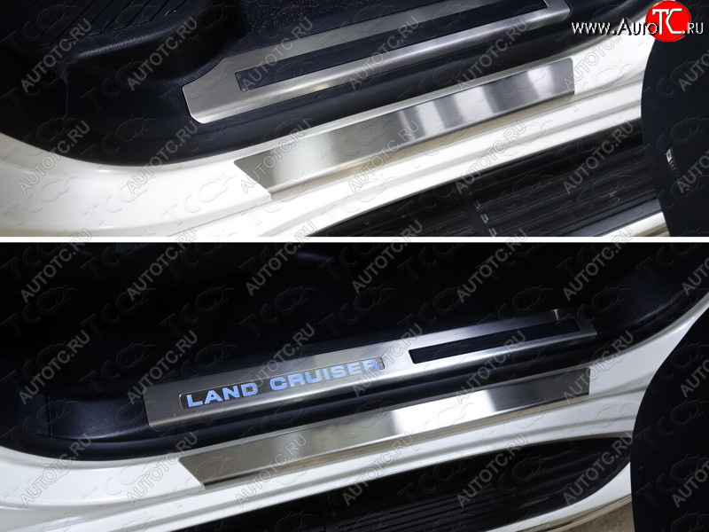 2 999 р. Накладки на пороги с гибом, ТСС Тюнинг  Toyota Land Cruiser  200 (2015-2021) 2-ой рестайлинг (лист шлифованный)  с доставкой в г. Пермь