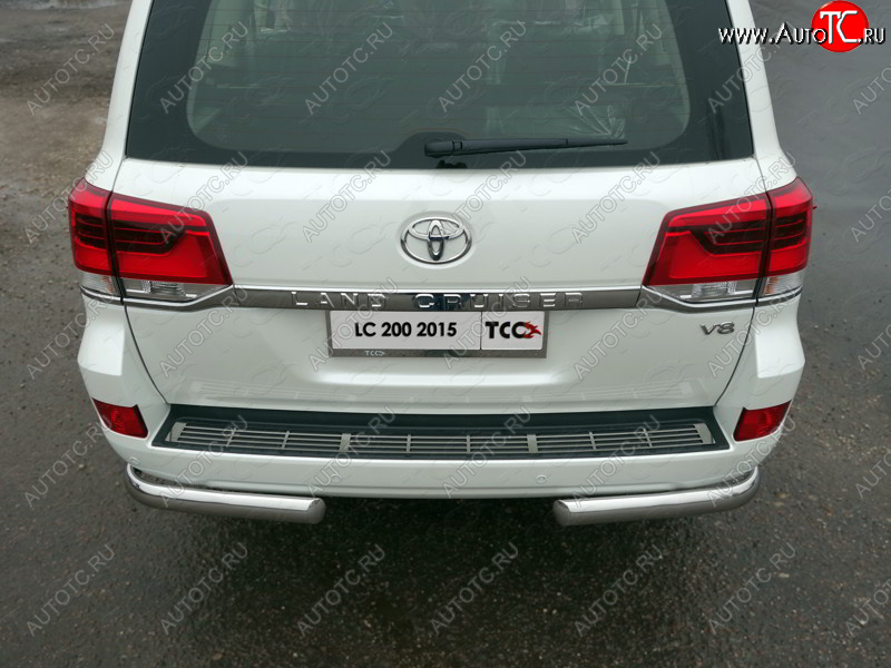 7 999 р. Накладка на задний бампер, ТСС Тюнинг  Toyota Land Cruiser  200 (2015-2021) 2-ой рестайлинг (лист)  с доставкой в г. Пермь