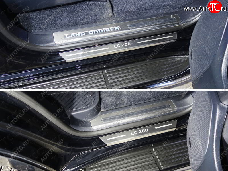 4 999 р. Накладки на пороги с гибом, ТСС Тюнинг  Toyota Land Cruiser  200 (2015-2021) 2-ой рестайлинг (лист шлифованный надпись LC 20)  с доставкой в г. Пермь
