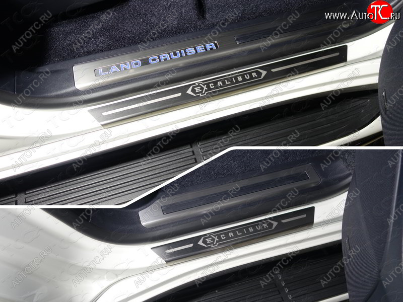 4 999 р. Накладки на пороги с гибом, ТСС Тюнинг  Toyota Land Cruiser  200 (2015-2021) 2-ой рестайлинг (лист шлифованный надпись Excalibu)  с доставкой в г. Пермь