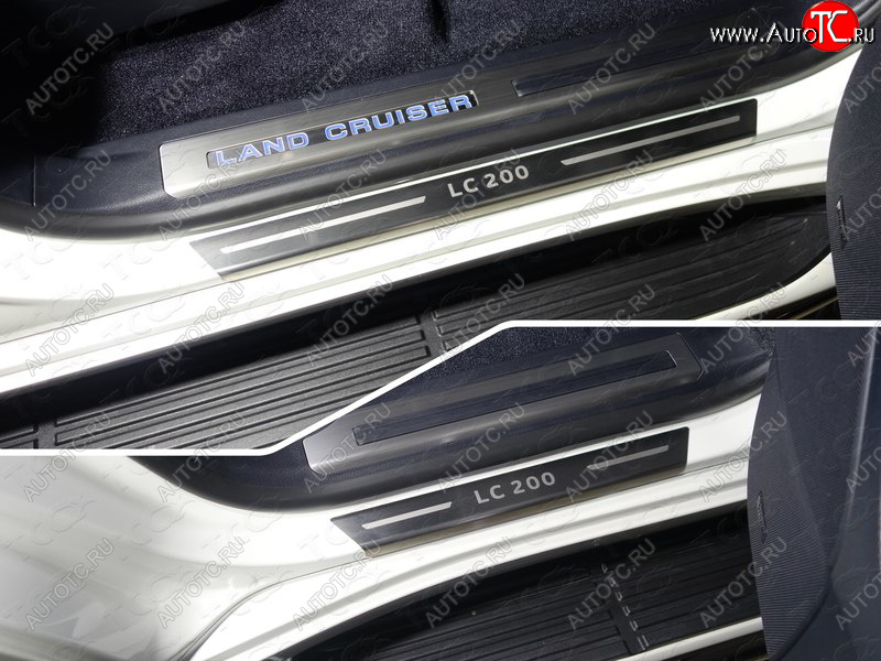 4 999 р. Накладки на пороги с гибом, ТСС Тюнинг  Toyota Land Cruiser  200 (2015-2021) 2-ой рестайлинг (лист шлифованный надпись LC 200)  с доставкой в г. Пермь