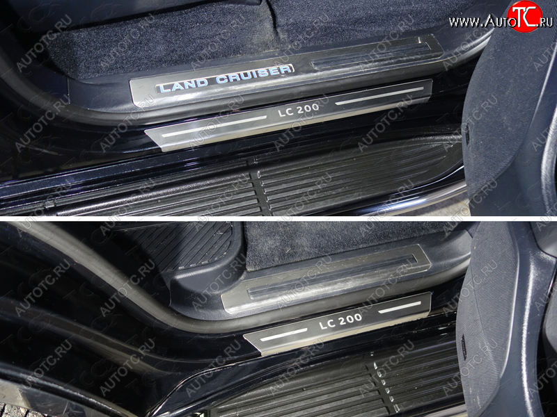 4 999 р. Накладки на пороги с гибом, ТСС Тюнинг  Toyota Land Cruiser  200 (2015-2021) 2-ой рестайлинг (лист шлифованный надпись LC 200)  с доставкой в г. Пермь