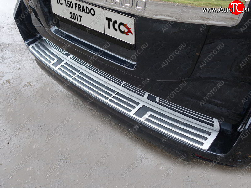 7 999 р. Накладка на задний бампер, ТСС Тюнинг  Toyota Land Cruiser Prado  J150 (2017-2020) 2-ой рестайлинг (Лист шлифованный)  с доставкой в г. Пермь