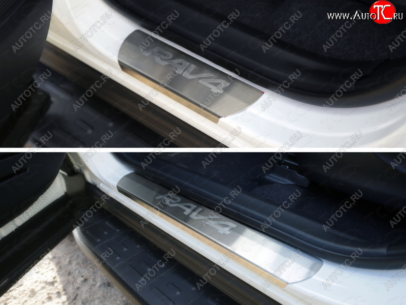 4 399 р. Накладки на пороги, ТСС Тюнинг  Toyota RAV4  XA40 (2015-2019) 5 дв. рестайлинг (лист шлифованный надпись RAV4)  с доставкой в г. Пермь