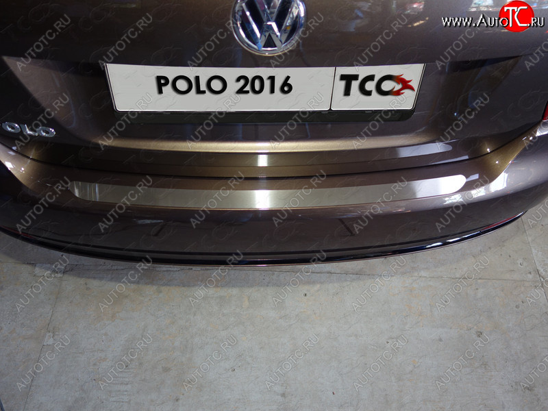 1 199 р. Накладка на задний бампер, ТСС Тюнинг Volkswagen Polo 5 седан рестайлинг (2015-2020) (Лист шлифованный)  с доставкой в г. Пермь