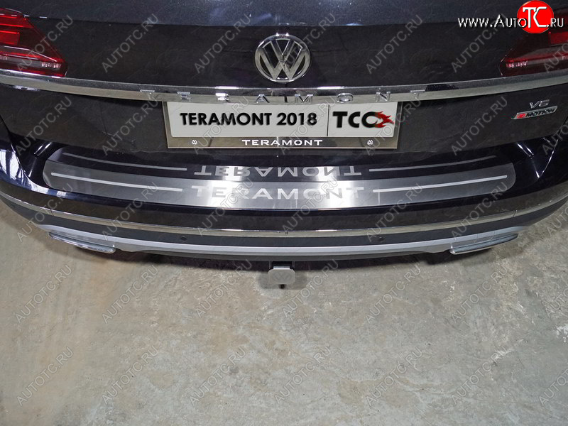 4 999 р. Накладка на задний бампер, ТСС Тюнинг  Volkswagen Teramont  CA1 (2016-2020) дорестайлинг ( лист шлифованный надпись Teramont)  с доставкой в г. Пермь