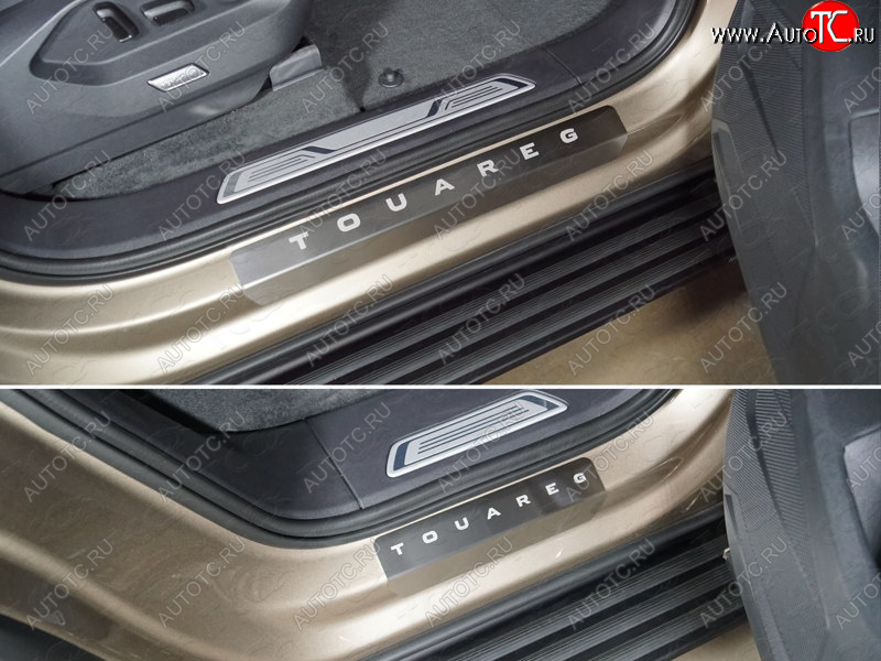 5 999 р. Накладки на пороги, ТСС Тюнинг  Volkswagen Touareg  CR (2018-2025) (лист шлифованный надпись Touareg)  с доставкой в г. Пермь