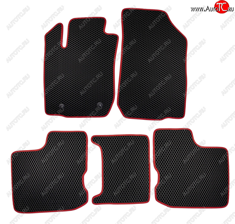2 599 р. Комплект ковриков в салон (чёрные, красная окантовка) Klever EVA  Honda Fit  4 GR (2019-2022) дорестайлинг  с доставкой в г. Пермь