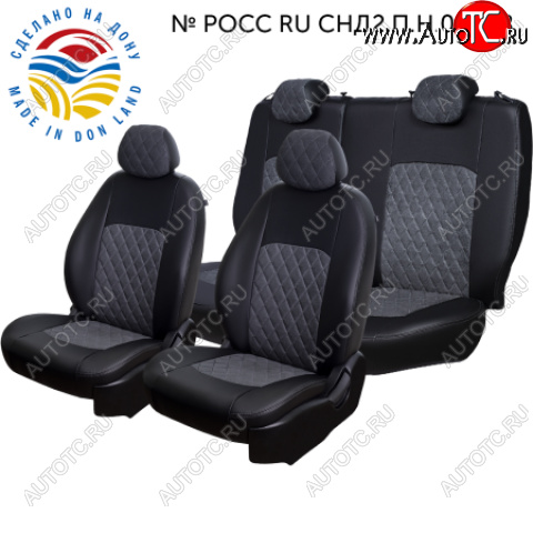 6 199 р. Комплект чехлов сидений Lord Auto(Илана+Алькантара РОМБ) Chevrolet Aveo T250 хэтчбек 5 дв рестайлинг (2006-2011) (Черный+серый)  с доставкой в г. Пермь