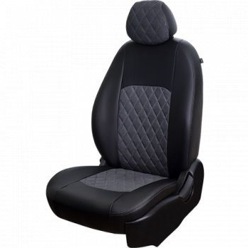 6 199 р. Комплект чехлов сидений Lord Auto(Илана+Алькантара РОМБ) Chevrolet Aveo T250 хэтчбек 5 дв рестайлинг (2006-2011) (Черный+серый)  с доставкой в г. Пермь. Увеличить фотографию 2
