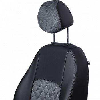 6 199 р. Комплект чехлов сидений Lord Auto(Илана+Алькантара РОМБ) Chevrolet Aveo T250 хэтчбек 5 дв рестайлинг (2006-2011) (Черный+серый)  с доставкой в г. Пермь. Увеличить фотографию 4