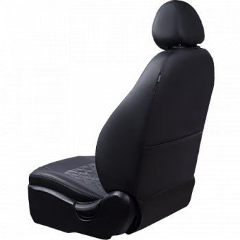 6 199 р. Комплект чехлов сидений Lord Auto(Илана+Алькантара РОМБ) Chevrolet Aveo T250 хэтчбек 5 дв рестайлинг (2006-2011) (Черный+серый)  с доставкой в г. Пермь. Увеличить фотографию 5
