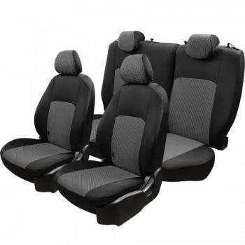 5 749 р. Комплект чехлов для сидений (РЗС 40/60 2П Жаккард) Дублин Lord Autofashion Hyundai Accent 2 LC седан дорестайлинг (ТагАЗ) (1999-2012) (черный, вставка Зигзаг серая)  с доставкой в г. Пермь. Увеличить фотографию 2