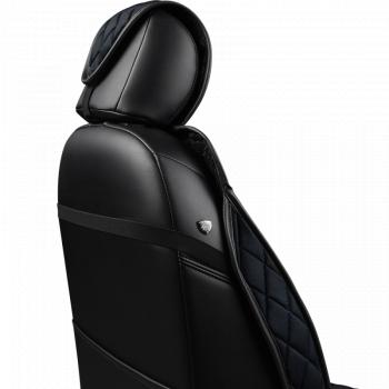 2 349 р. Накидка на сиденье (2 места Хами) ФЕНИКС ст РОМБ Lord Autofashion   (черный, строчка синяя)  с доставкой в г. Пермь. Увеличить фотографию 2