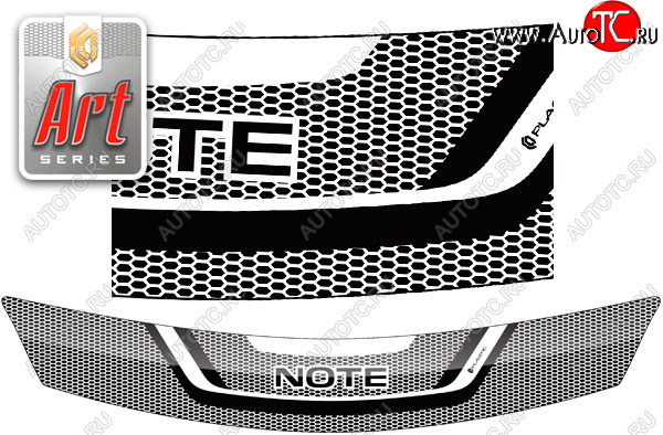2 159 р. Дефлектор капота (правый руль) CA-Plastic  Nissan Note  1 (2008-2013) E11 рестайлинг (серия ART белая)  с доставкой в г. Пермь