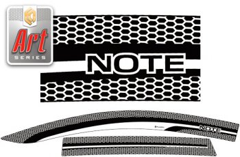 Дефлектора окон (правый руль) CA-Plastic Nissan Note  1 (2008-2013) E11 рестайлинг (серия Art черная)
