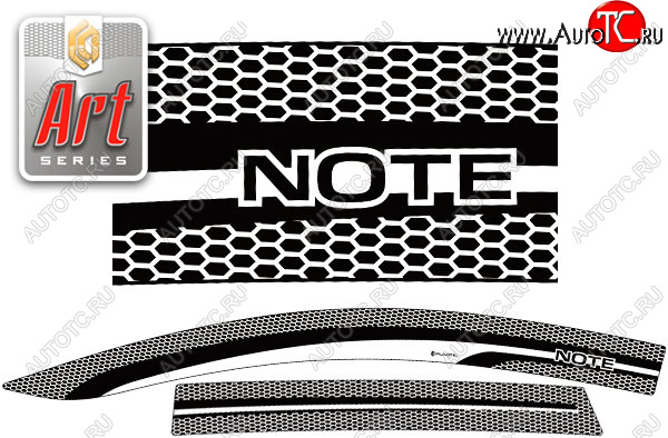 2 199 р. Дефлектора окон (правый руль) CA-Plastic  Nissan Note  1 (2008-2013) E11 рестайлинг (серия Art графит)  с доставкой в г. Пермь