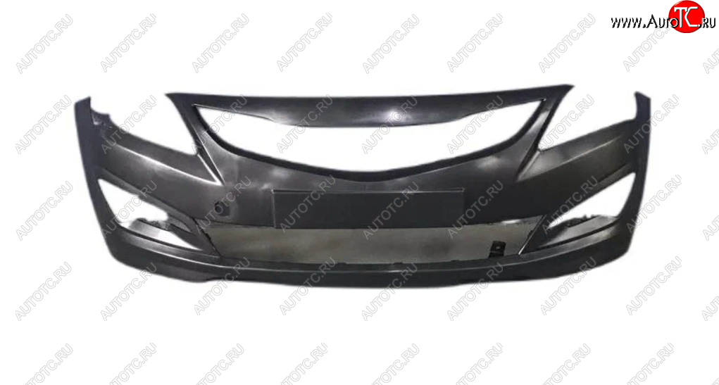 1 579 р. Бампер передний (с отверстиями под ПТФ) GAMMA  Hyundai Solaris  RBr (2014-2017) седан рестайлинг, хэтчбэк рестайлинг (Неокрашенный)  с доставкой в г. Пермь