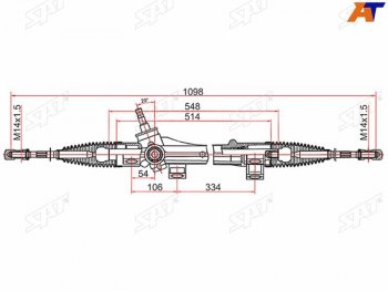 8 249 р. Рейка рулевая электрическая шток D=17.3 LHD SAT Toyota Corolla E120 седан дорестайлинг (2000-2004)  с доставкой в г. Пермь. Увеличить фотографию 2