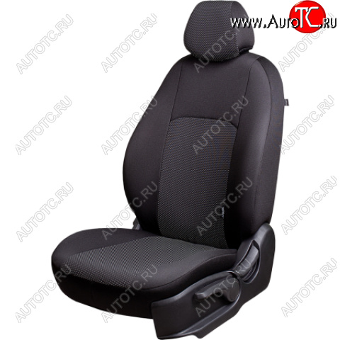 4 949 р. Комплект чехлов для сидений (РЗС 40/60 2Г жаккард) Дублин Lord Autofashion Chevrolet Cobalt седан дорестайлинг (2011-2016) (черный, вставка Ёж Белая, строчка черная)  с доставкой в г. Пермь
