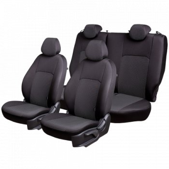 4 949 р. Комплект чехлов для сидений (РЗС 40/60 2Г жаккард) Дублин Lord Autofashion Chevrolet Cobalt седан дорестайлинг (2011-2016) (черный, вставка Ёж Белая, строчка черная)  с доставкой в г. Пермь. Увеличить фотографию 9