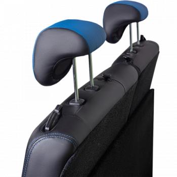 8 549 р. Комплект чехлов для сидений (ЦЗС 2Г Илана+Орегон) ТУРИН СТ Lord Autofashion  Daewoo Nexia  рестайлинг (2008-2015) (черный, вставка синяя, строчка синяя)  с доставкой в г. Пермь. Увеличить фотографию 4