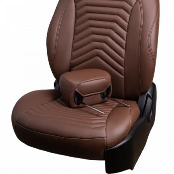 24 649 р. Комплект чехлов для сидений (к. Trend Spor Орегон) БАЙРОН ст ПРЕЗИДЕНТ Lord Autofashion  Ford Focus  3 (2010-2019) универсал дорестайлинг, хэтчбэк дорестайлинг, седан дорестайлинг, седан рестайлинг, универсал рестайлинг, хэтчбэк рестайлинг (темно-коричневый, вставка темно-коричнвая+коричневая, строчка коричневая)  с доставкой в г. Пермь. Увеличить фотографию 4