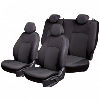 10 299 р. Комплект чехлов для сидений ( 9 мест Жаккард) Дублин Lord Autofashion  Ford Transit Custom (2012-2018) дорестайлинг (черный, вставка Ёж белая)  с доставкой в г. Пермь. Увеличить фотографию 3