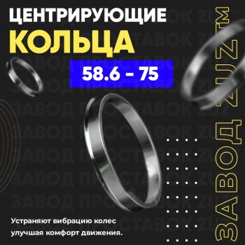 Центровочные кольца для дисков 58.6 - 75 (алюминиевые) 4шт. переходные центрирующие проставочные супинаторы на ступицу ЗАВОД ПРОСТАВОК ZUZ 58.6-75