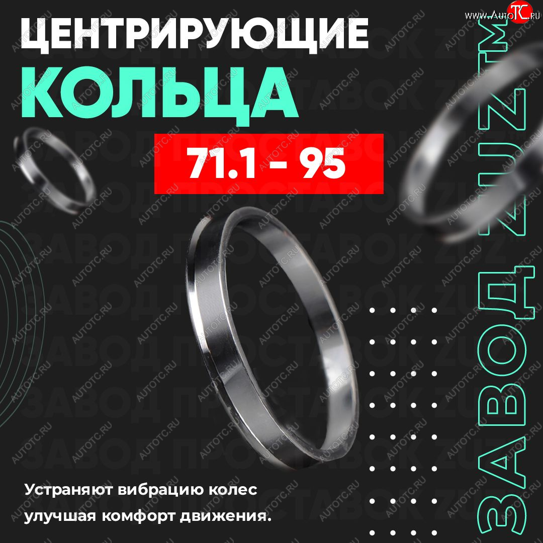 1 849 р. Центровочные кольца для дисков 71.1 - 95 (алюминиевые) 4шт. переходные центрирующие проставочные супинаторы на ступицу ЗАВОД ПРОСТАВОК ZUZ 71.1 - 95  с доставкой в г. Пермь
