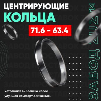 Центровочные кольца для дисков 71.6 - 63.4 (алюминиевые) 4шт. переходные центрирующие проставочные супинаторы на ступицу ЗАВОД ПРОСТАВОК ZUZ 71.6-63.4