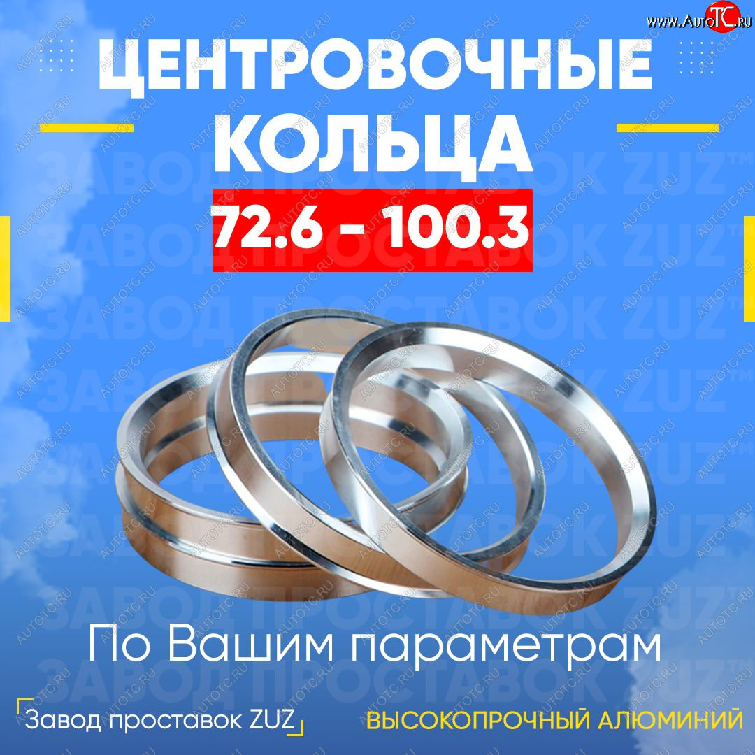 1 849 р. Центровочные кольца для дисков 72.6 - 100.3 (алюминиевые) 4шт. переходные центрирующие проставочные супинаторы на ступицу ЗАВОД ПРОСТАВОК ZUZ 72.6 - 100.3  с доставкой в г. Пермь
