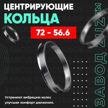 Центровочные кольца для дисков 72 - 56.6 (алюминиевые) 4шт. переходные центрирующие проставочные супинаторы на ступицу ЗАВОД ПРОСТАВОК ZUZ 72-56.6