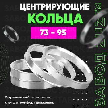 Центровочные кольца для дисков 73 - 95 (алюминиевые) 4шт. переходные центрирующие проставочные супинаторы на ступицу ЗАВОД ПРОСТАВОК ZUZ 73 - 95
