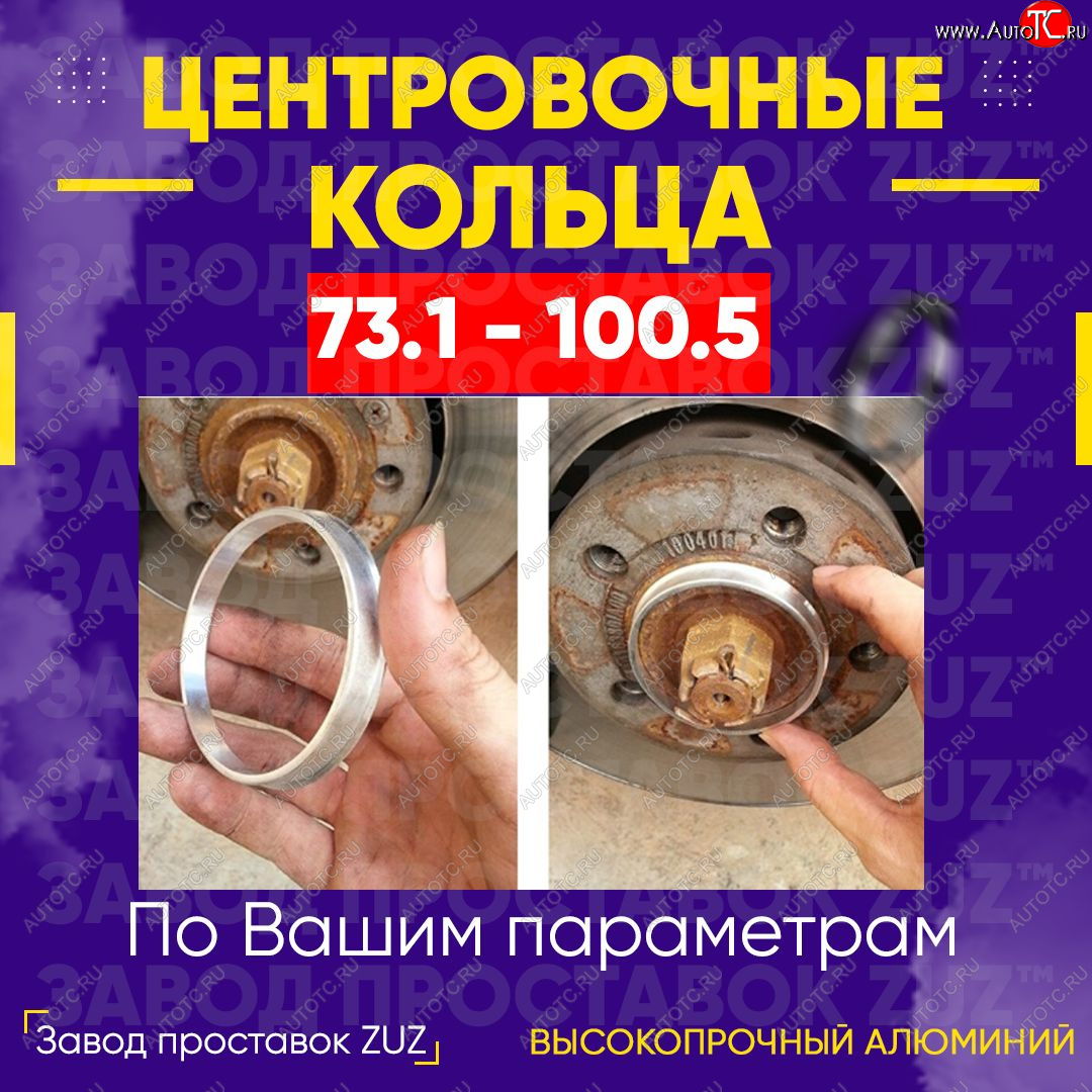 1 849 р. Центровочные кольца для дисков 73.1 - 100.5 (алюминиевые) 4шт. переходные центрирующие проставочные супинаторы на ступицу ЗАВОД ПРОСТАВОК ZUZ 73.1 - 100.5  с доставкой в г. Пермь