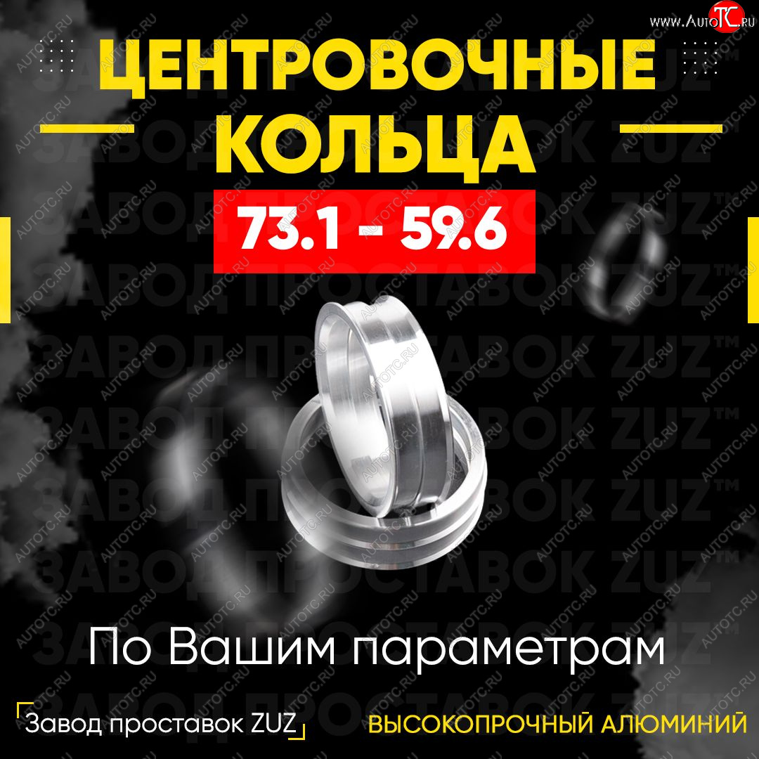 1 849 р. Центровочные кольца для дисков 73.1 - 59.6 (алюминиевые) 4шт. переходные центрирующие проставочные супинаторы на ступицу ЗАВОД ПРОСТАВОК ZUZ 73.1 - 59.6  с доставкой в г. Пермь