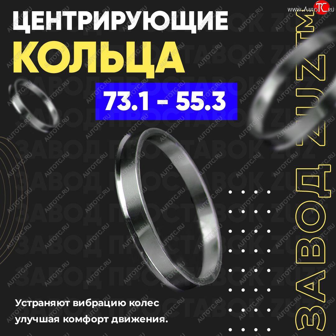 1 849 р. Центровочные кольца для дисков 73.1 - 55.3 (алюминиевые) 4шт. переходные центрирующие проставочные супинаторы на ступицу ЗАВОД ПРОСТАВОК ZUZ 73.1-55.3  с доставкой в г. Пермь